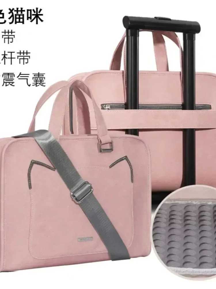 Pink Laptop Shoulder Bag Sleeve Handbag Waterproof MacBook Air Pro 133 14 156 16 Inch PC Case Travel Briefcase ShockproofT251212