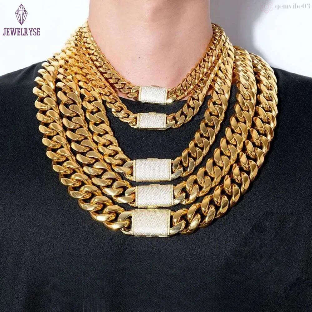 fashion miami cuban link designer bracelet men 12mm 14mm wide gold chain micro inlaid moissanite diamond in buckle rapper hip hop jewelry women festiv