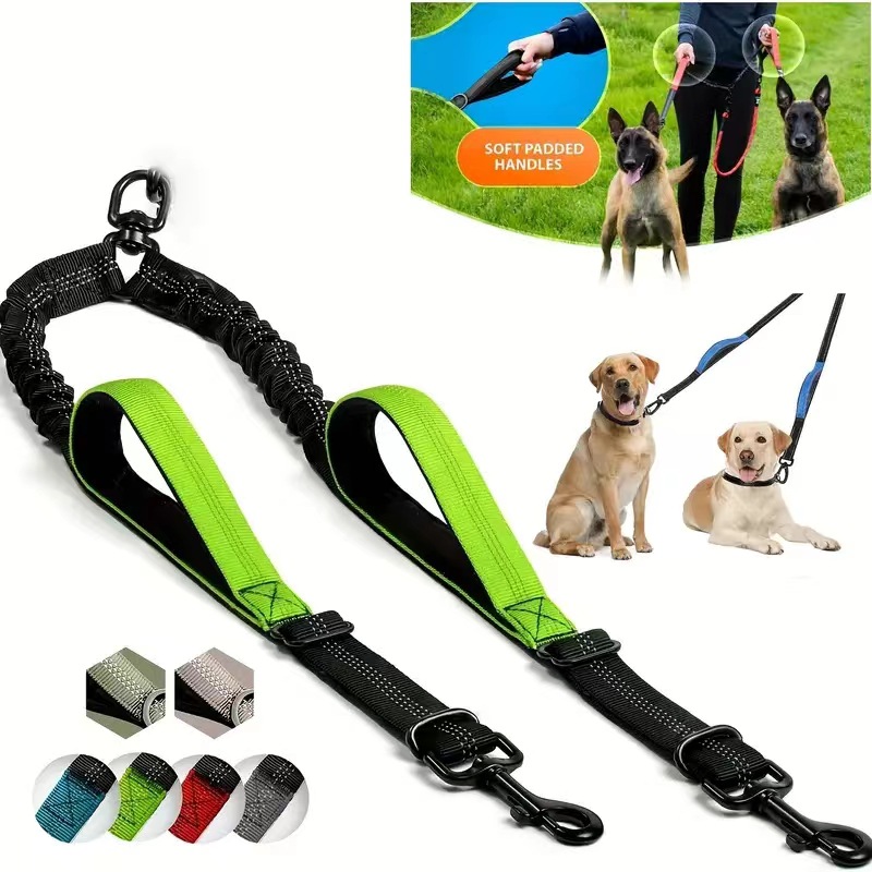 Hot-selling dog leash, no-pull dog leash, comfortable for large dogs, anti-burst, one leash for two dogs