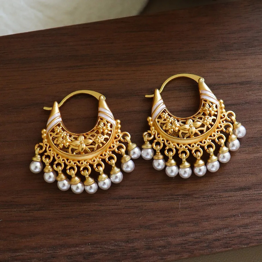 Trendy Bohemia Fan Hoop Earrings For Women Gold Color Handmade Colorful Beads Charms Pendant Earrings Jewelry Girl Party Gifts 251209 - view 6