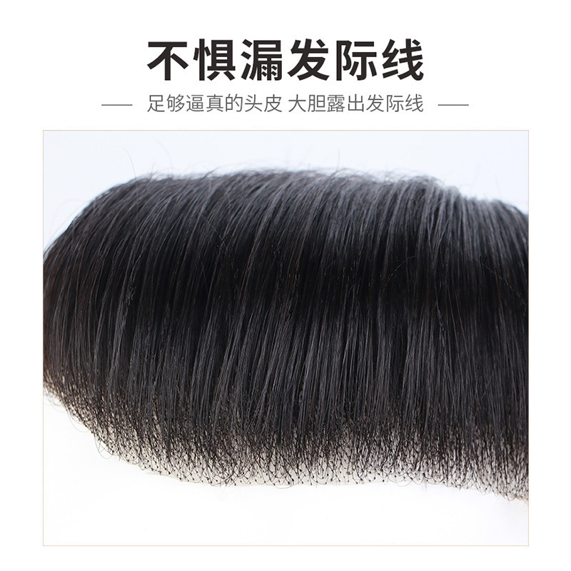 Hairline Wig Mens wig paste forehead patch real hair all hand woven biological scalp bangs 241206