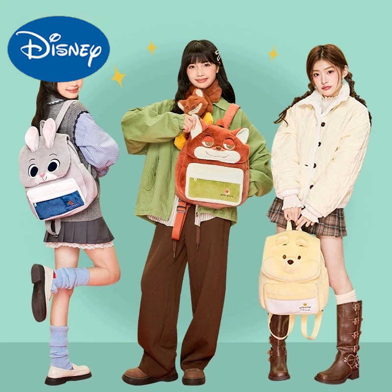Disney Cartoon Cute Zootopia Plush Backpack Handbag Crossbody Bag Judy Fox Nick Large Capacity Casual Student Toy Surroundings H251212