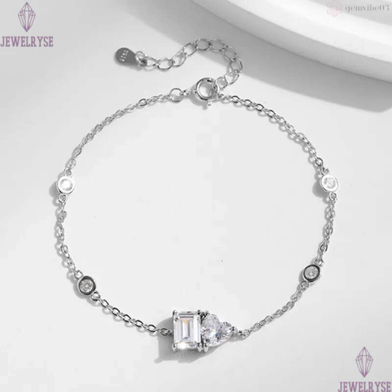 trendy s925 sterling silver bracelet designer woman diamond heart square womans butterfly link chain 5A cubic zirconia love charm bracelets chains jew