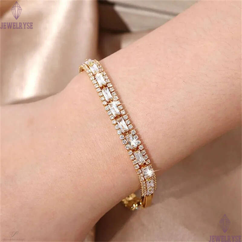 colorful three rows CZ diamond tennis bracelet designer rose gold for woman round iced out chain bracelets AAA zirconia silver chains bangles womens p