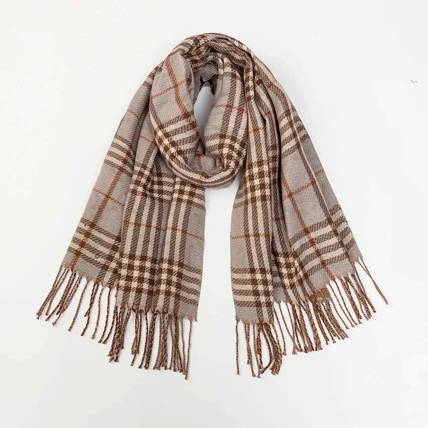 Winter Plaid Scarf Women Korean Style Double Sided Warm Faux Cashmere Shawl with Tassels New Jacquard Scarves All Match Y251211
