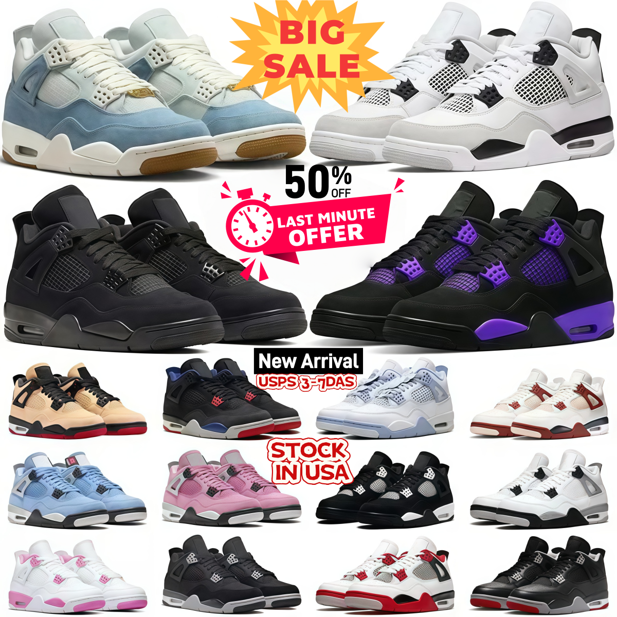 With Box Jumpmman 4 4s Basketball Shoes Men Designer Sneakers Sail Breed Worn Blue Panda Military Black Cat 2025 Purple Thunder Cool Grey Bred Pure Money Women Trainer