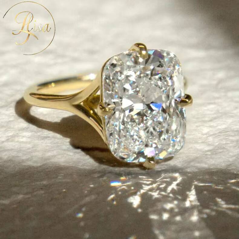 Custom VVS Lab Created Diamond Engagement Ring Hot Selling Yellow Gold 925 Silver Fine Women Jewelry