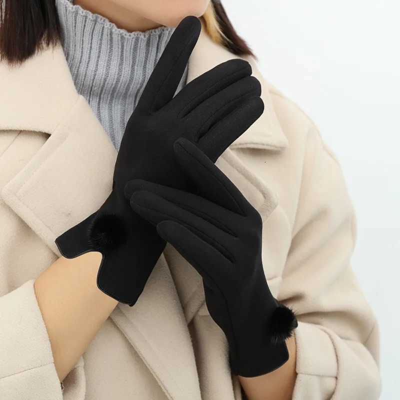 New gloves for women in winter with added velvet insulation German velvet split finger gloves for skiing cycling and driving Y251211