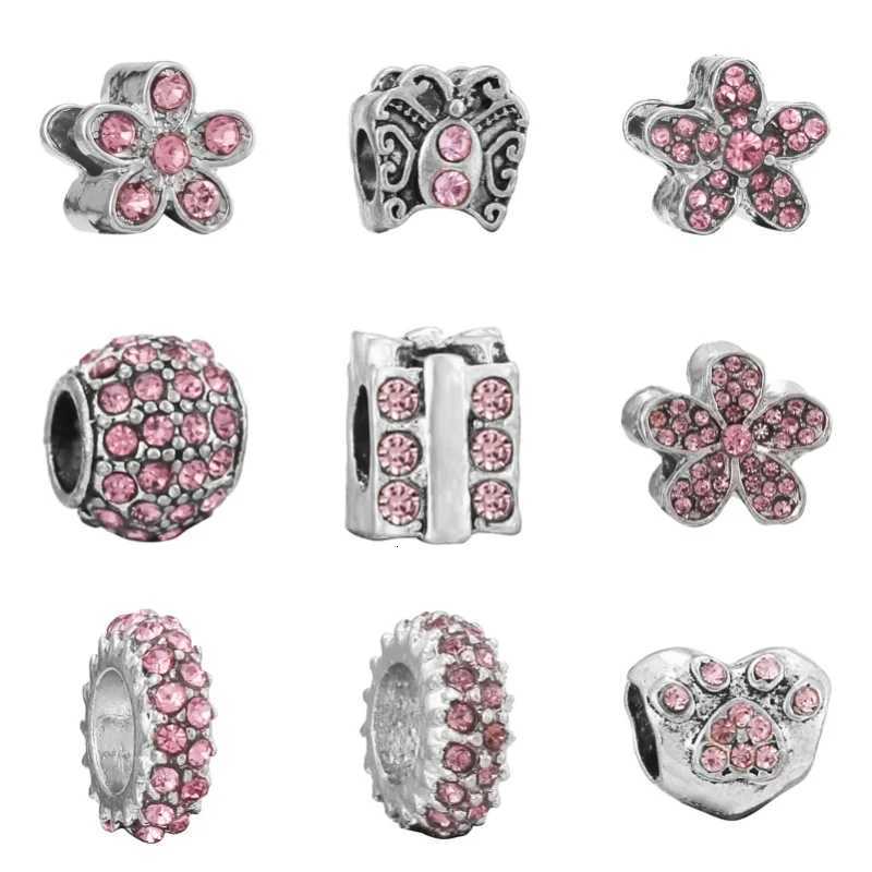 New Sier Plated Diamond Alloy Large Hole Charm Beads For DIY Bracelet Necklace Jewelry Accories Gift Y251212