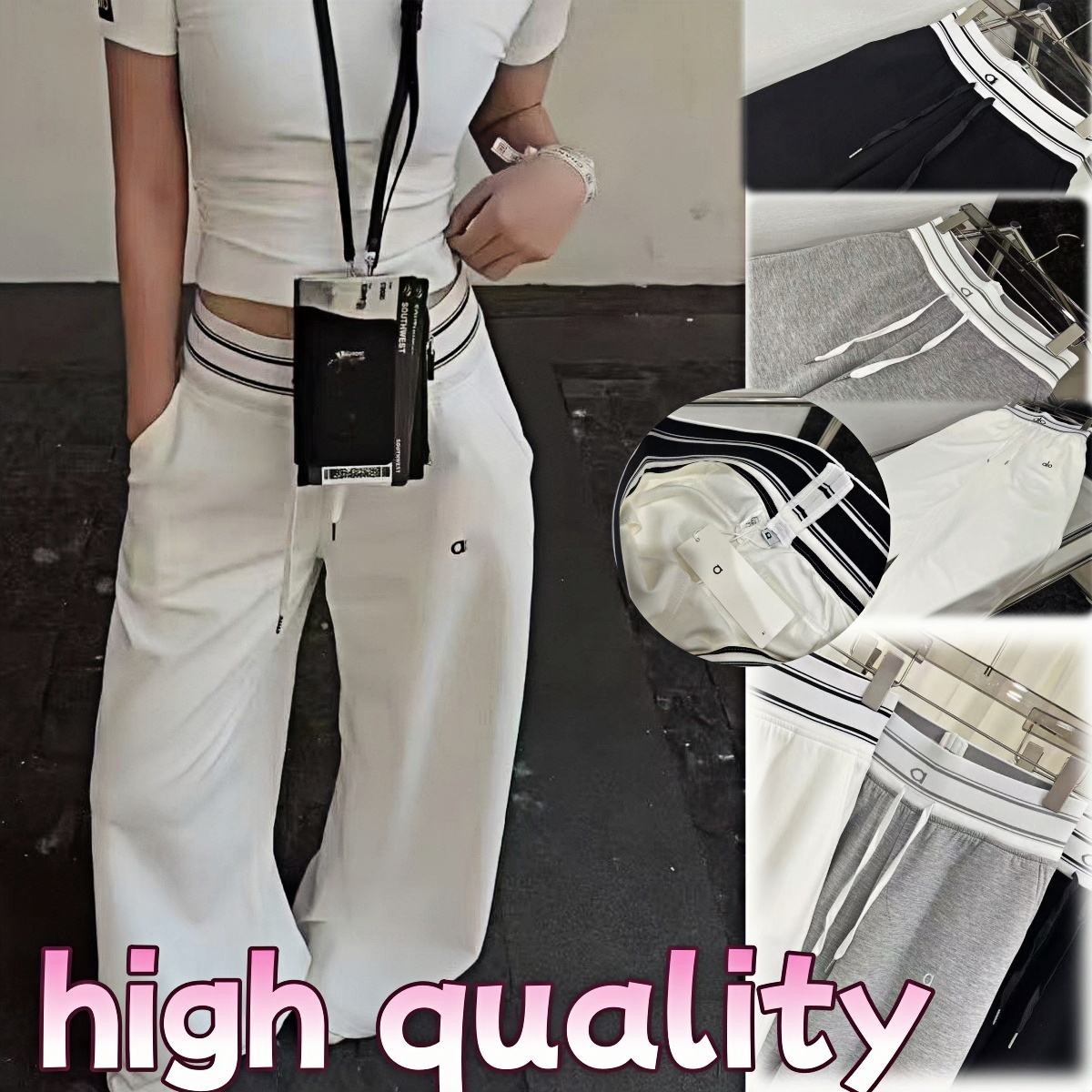 yoga gym set leggings yoga pants workout sets womens clothes flare leggings 25 Autumn new fashion Casual High Waist Drawstring Elastic Waist Pants for Women DHgte