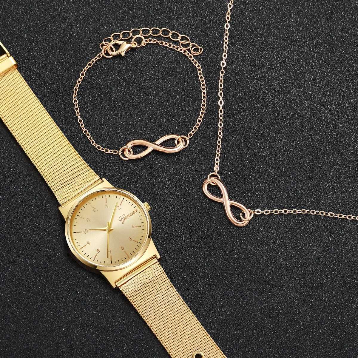 3PCS/Set Fashion Dial Women Watches Simple Ladies Quartz Wristwatch Jewelry Set Reloj MujerWithout Box Y251212