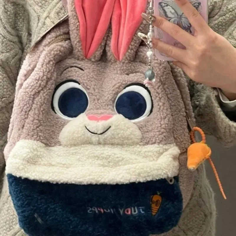 Disney Zootopia Judy Nick Animation Cartoon Cute Plush Backpack Creative Kawaii Large Capacity Student Backpack School Bag Gift H251212