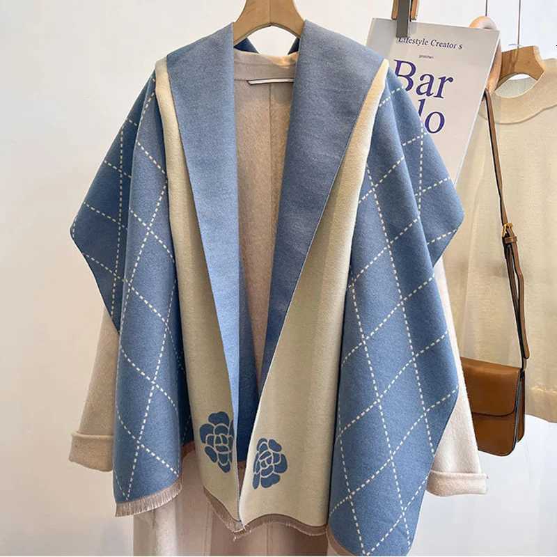 Classic Plaid Shawl for Women Luxury Two Sides Imitation Cashmere Scarf Woman Fashion Flower Soft Warm Neckerchief Mujer Y251211