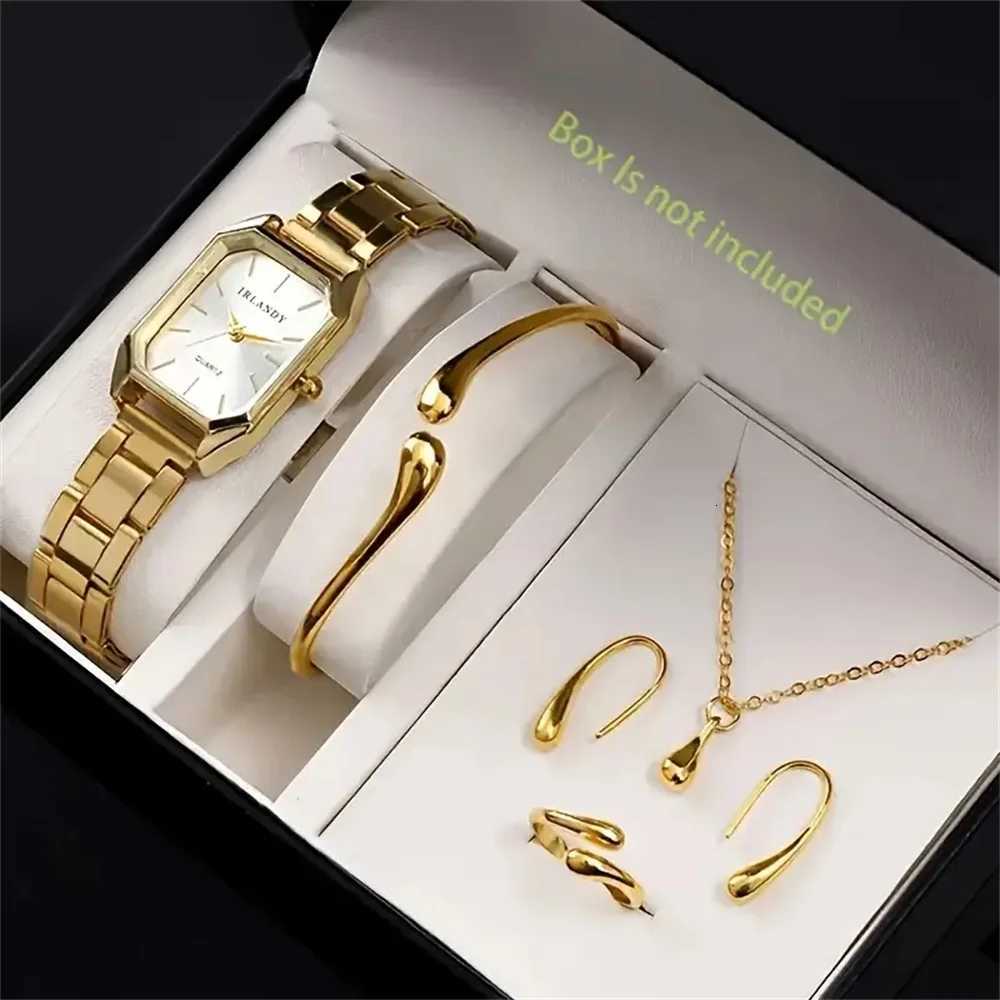 6-piece set 2 styles elegant and fashionable hot new square style womens quartz watches exquisite alloy dials and precise need Y251212