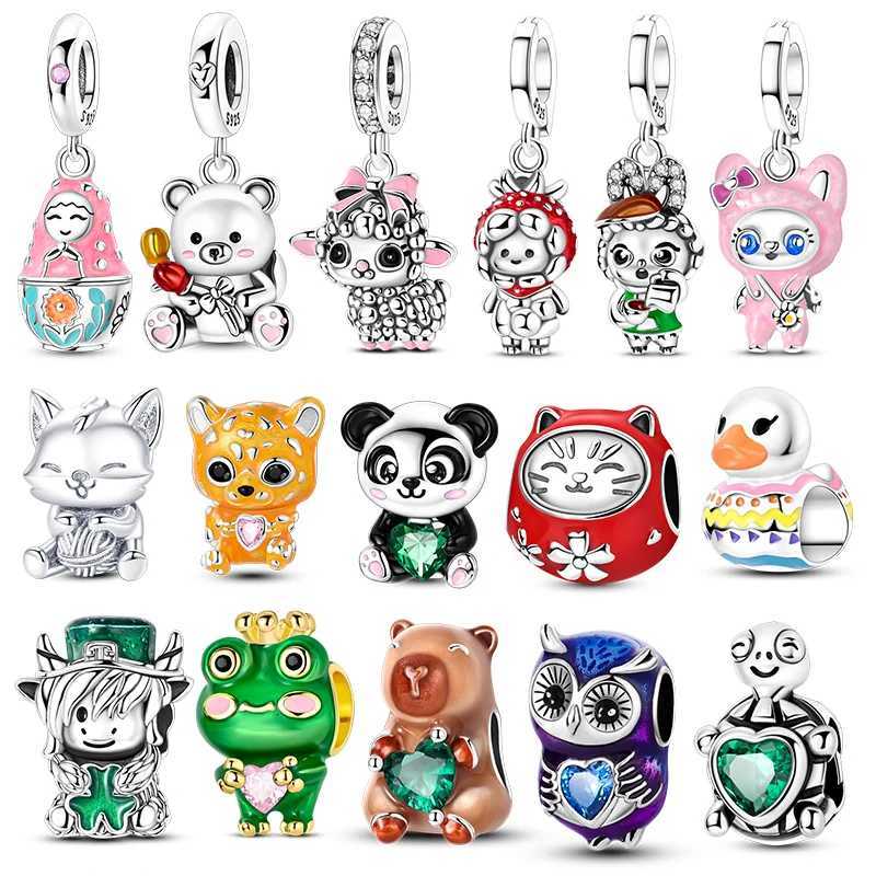 New925 Sterling Sier Charms Beads Duck Frog Owl Turtle Bear Pendants DIY Wen Bracelet Jewelry Gift Y251212