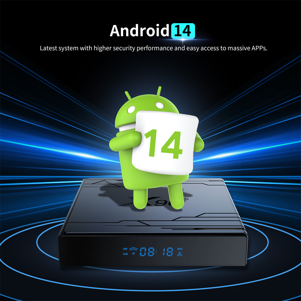 X96 NEX Amlogic S905Y5 4K HDR10+ Resolution Android 14 Voice Control 4G 32GB Set Top Box WiFi 6 100M LAN BT5.x