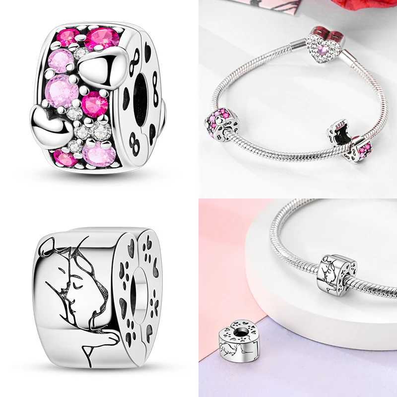 Sier Clips 925 Sterling Sier Stars Moon Sun Daisy Clip Charms Safety Chain Fit Bracelet DIY Jewelry Gifts Y251212