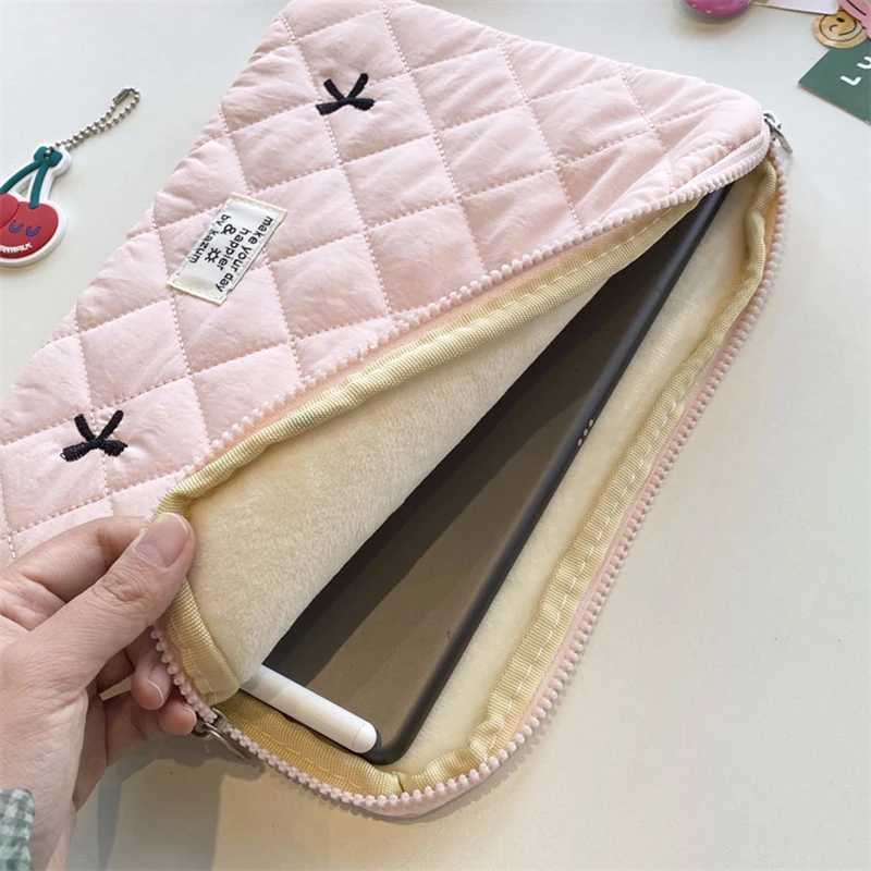 Cute Bow Embroidery Computer Bag Tablet Sleeve Case 11 133 14 156 Inch Women Laptop Sleeves for Macbook Ipad HP ASUS XiaomiT251212