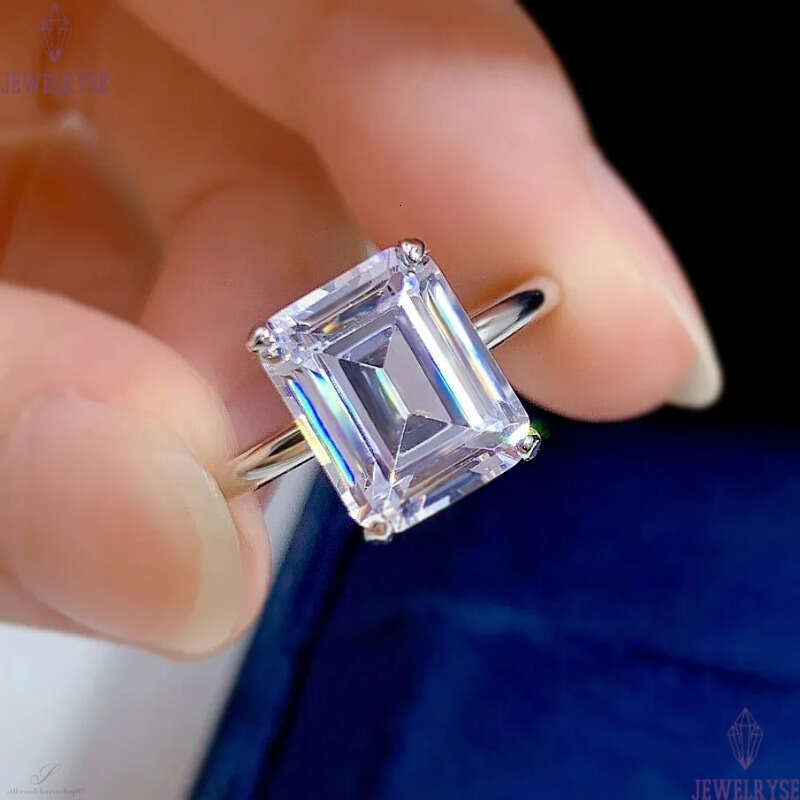 Choucong Brand Unique Wedding Rings Simple Fine Jewelry Pure 100% 925 Sterling Silver Emerald Cut Natural Moissanite Diamond Party Women Solitaire Rin