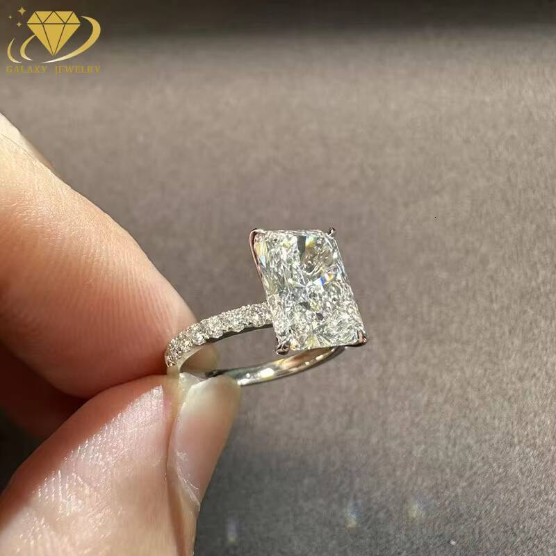 Luxury Jewelry Custom 10K/14K/18K White Gold Emerald Cut Lab Grown Diamond Ring Big Stone Lab Created Diamond For Women