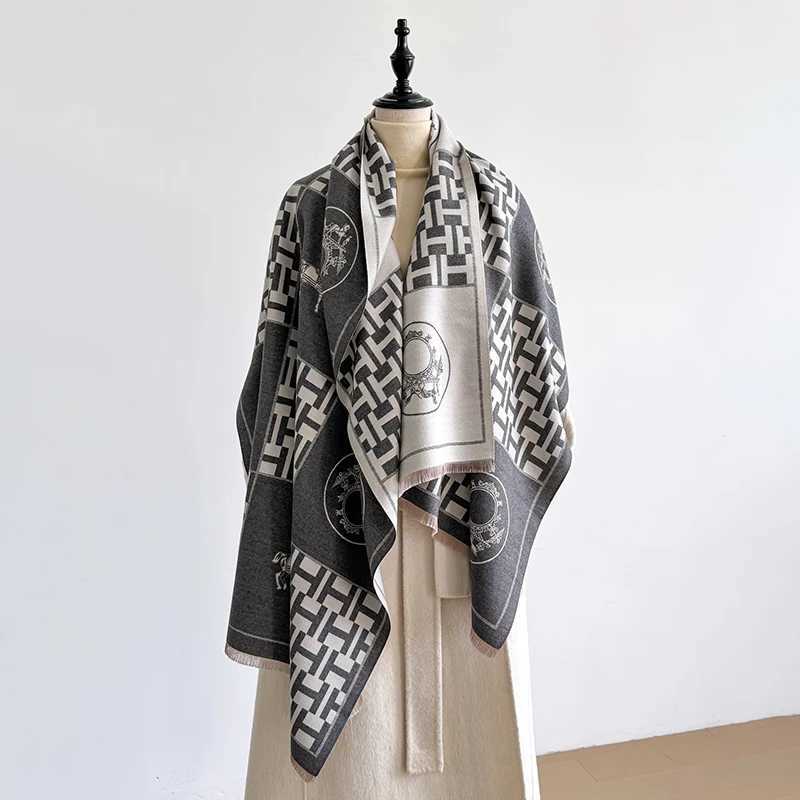 Elegant Polka Dot Design Scarf Imitation Cashmere Soft Warm Versatile Shawl Coldproof Windproof Blanket Scarf for Autumn Winter Y251211