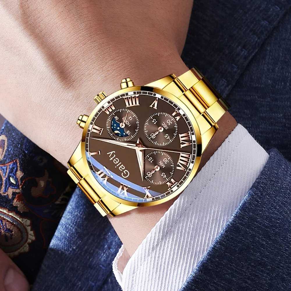 2/4PCS Mens Watch Set Fashion Trend Classic Roman Digital Scale Quartz Watch Jewelry Set Suitable for Daily Clothing Matching Y251212