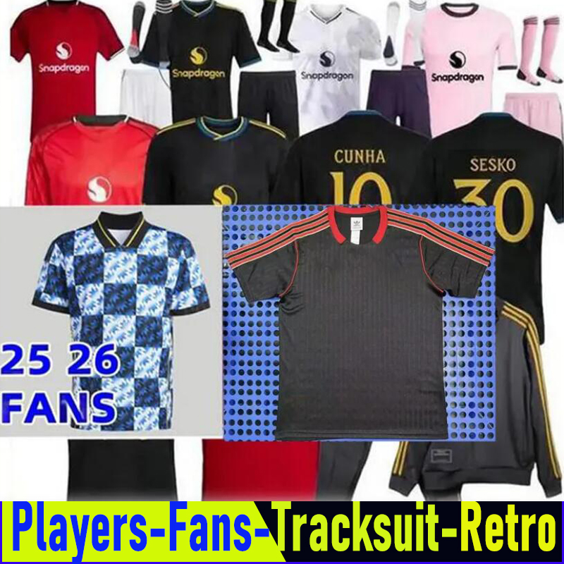 ManUnited 25 26 Manchest er United Soccer Jerseys Sesko CUNHA MBEUMO HOJLUND B. FERNANDES CUNHA men kids kits Retro Utd Tracksuit football shirt Unted jerseys UTD 4XL