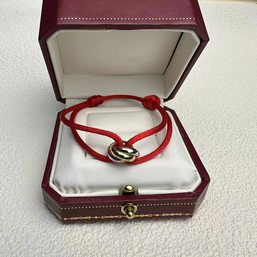 S 925 sterling silver plated 18K gold three ring winding three color lucky bracelet Exquisite couple gift 251209