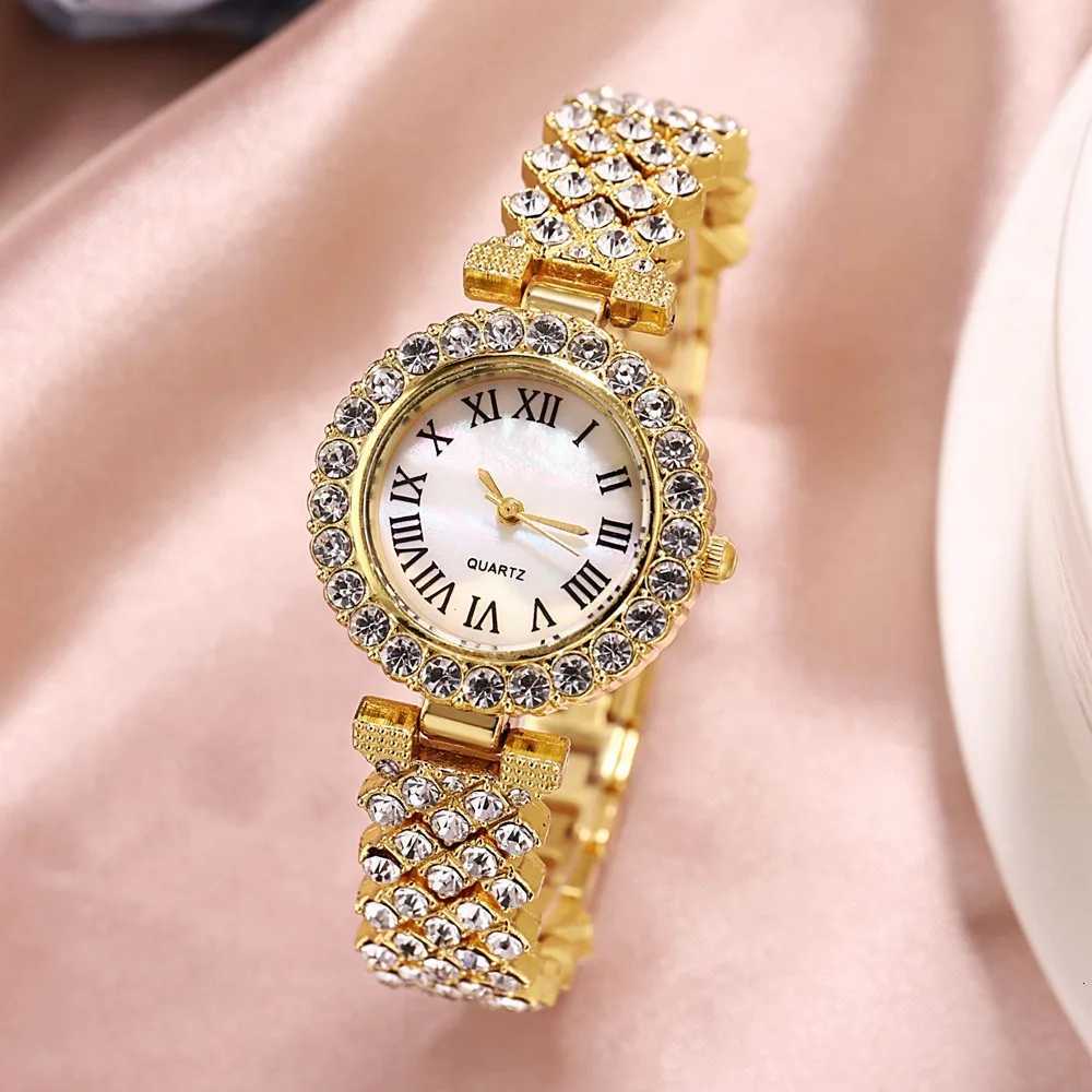 Luxury and fashion full diamond Womens quartz watch and jewelry 5-piece set suitable for everyday wear Thanksgiving and Chris Y251212