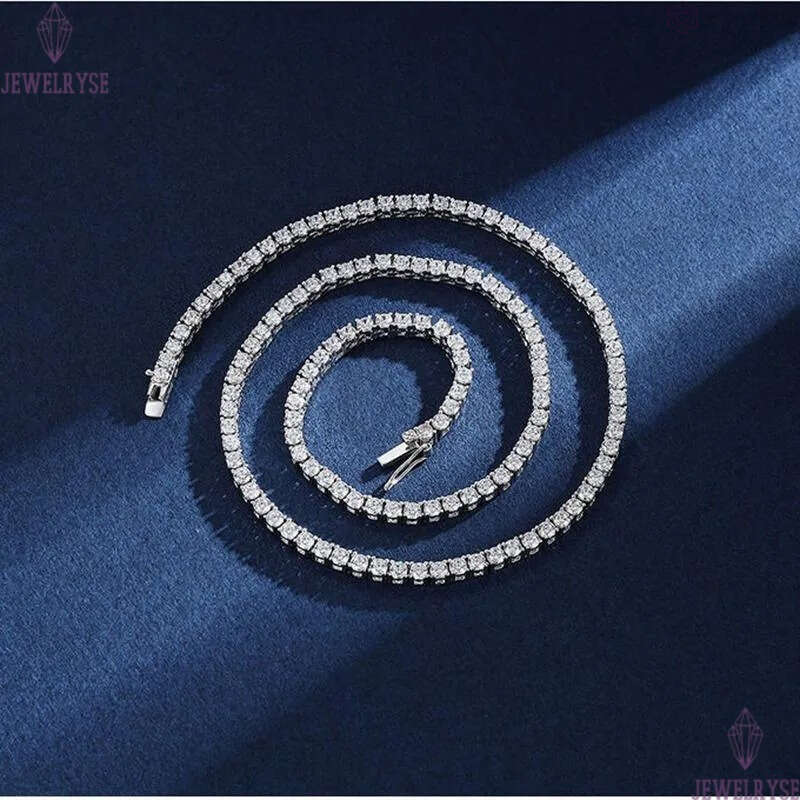 Pendant Necklaces Real 4mm With GRA Sterg Sier Moissanite Tennis Necklace Women Men Chain Fine Jewelry NecklacePendant