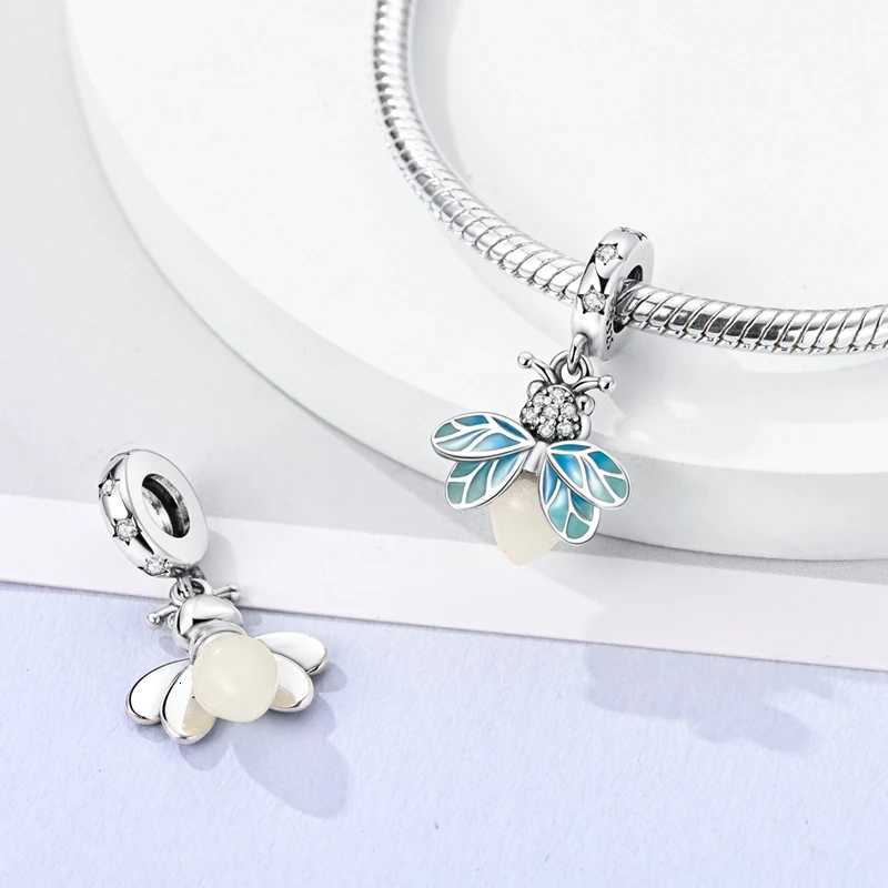 Hot S 925 Sterling Sier Charm Beads Glowing Luminous Firefly Star Light Bb Pendant for Bracelet DIY Charms Jewelry Y251212