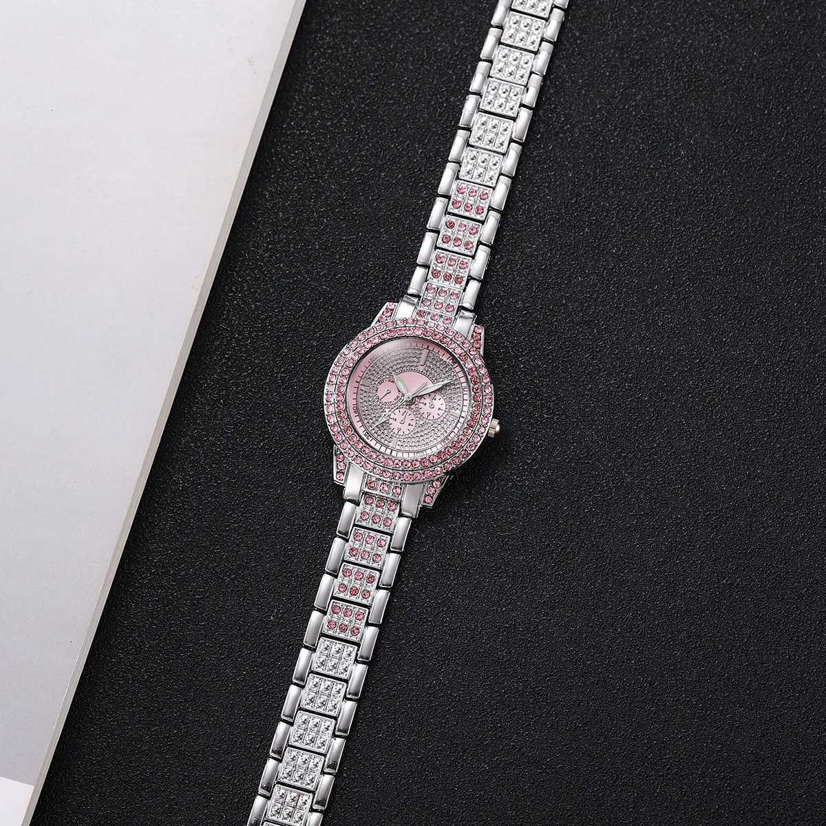 1/3PCS Luxury Rhinestone Women Watch Diamond Jewelry Set Elegant Steel Ladies Quartz Wristwatch Reloj MujerWithout Box Y251212