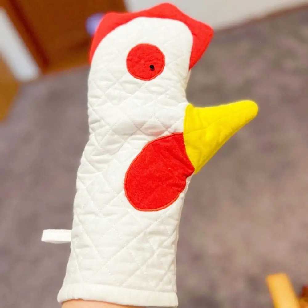 Practical Anti-Scalding Rooster Trim Oven Mitts Heat Resistant Thicke Microwave Mitts Cotton Li Kitchen Gloves Cooking H251212