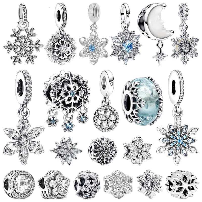 Sparkling Snowflake Series Charms Moon North Star Winter e Snowflake Murano Beads Fit Bracelets DIY Jewelry Gifts Y251212