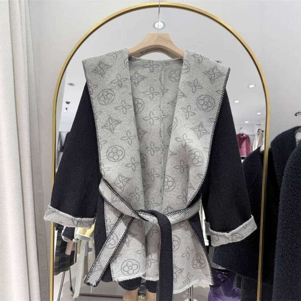 Commute Woolen Coat Korean Belt Hat Medium Length Autumn Winter New Style For Women Polyester Lining Pure Color Coat