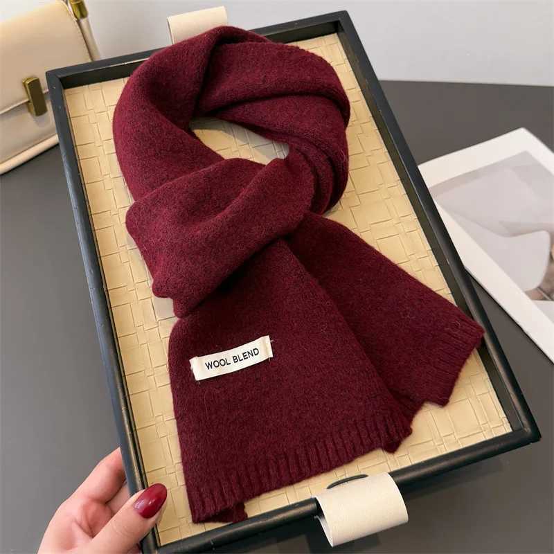 Luxury Korea Styles Solid Color Winter Warm Knitted Scarf Women Simple Shawls Lady Soft Wraps Neckerchief Cashmere Pashmina Y251211