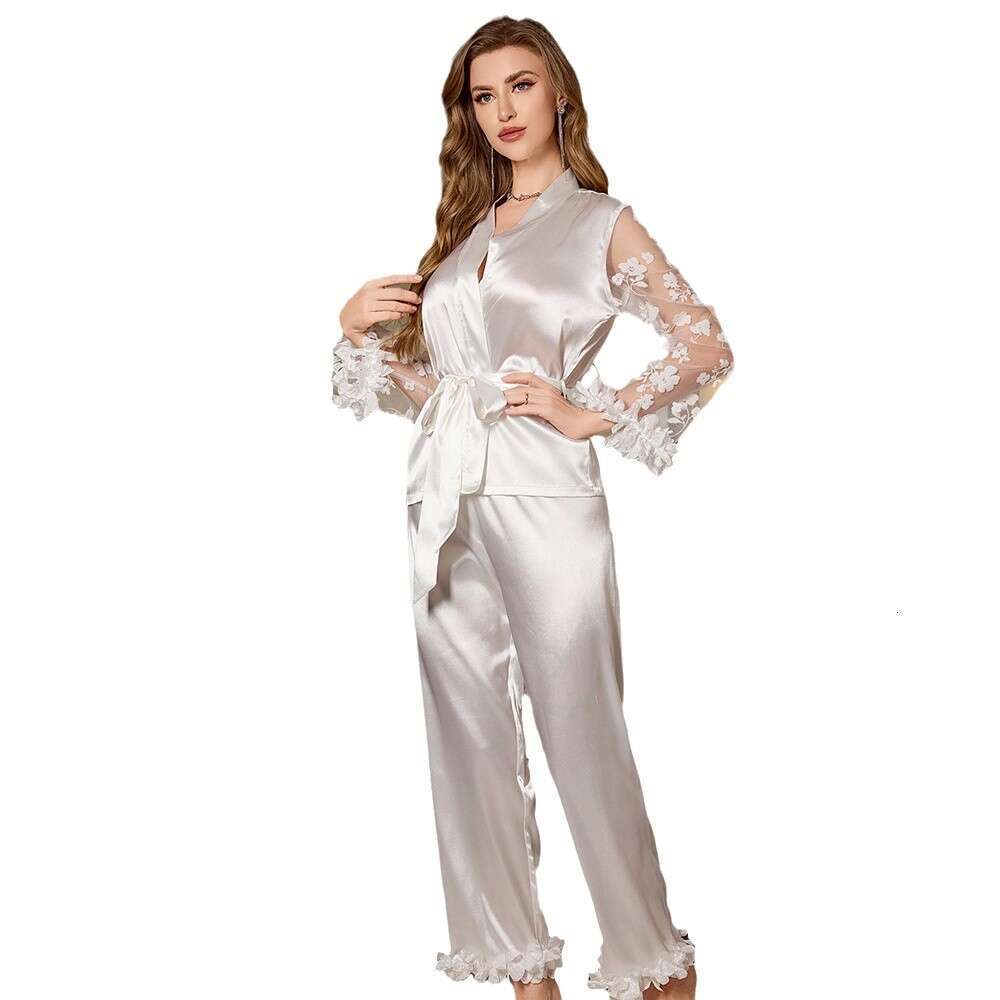 Pajamas for Women Designer Luxury 2026 New Luxury Night Series Long-Sleeved Long Pants Set Lace Pajamas Women's Home Wear