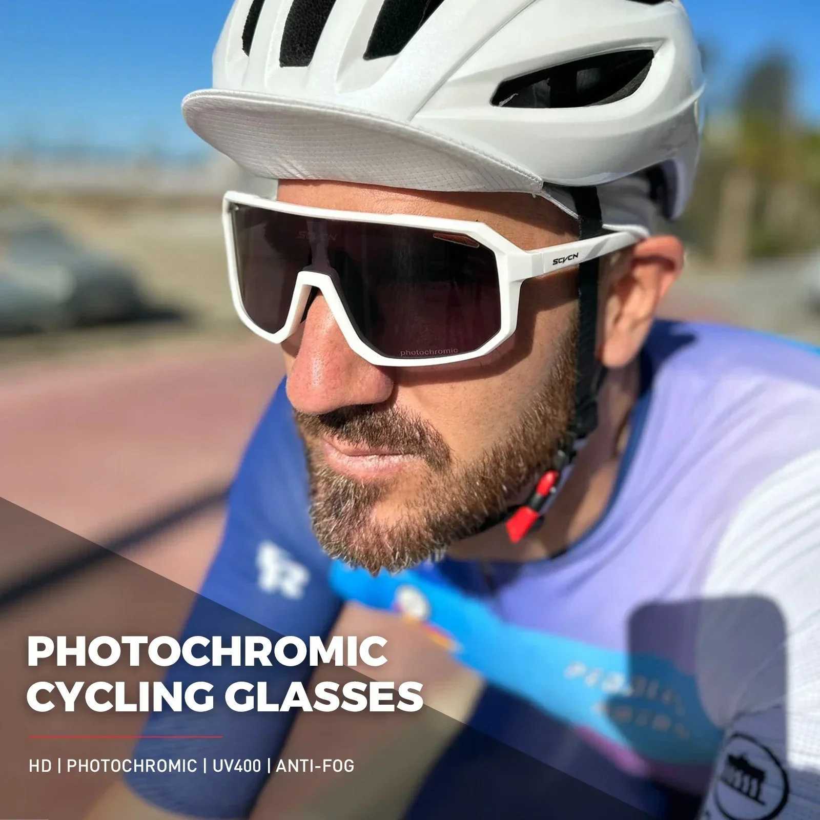 SCVCN Outdoor Sports Cycling Sunglasses Photochromic Glasses for Men Sun Mountain Bike Road Bicycle Eyewear Cycle UV400 Goggles G251212
