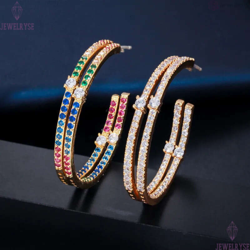 fashion hoop earrings designer for women colorful AAA cubic zirconia 925 silver post copper jewelry 18k gold luxury dimond earring girls christmas day