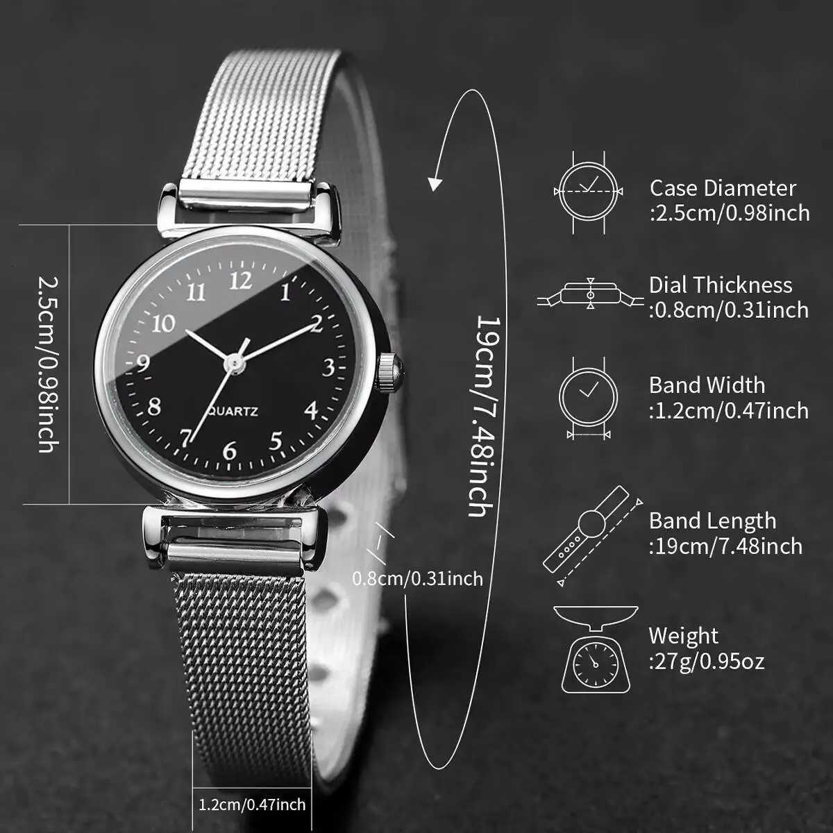 2/4PCS Fashion Women Watches Casual Arabic Dial Mesh Band Quartz Watch Bracelet Set Ladies ClockWithout Box Y251212