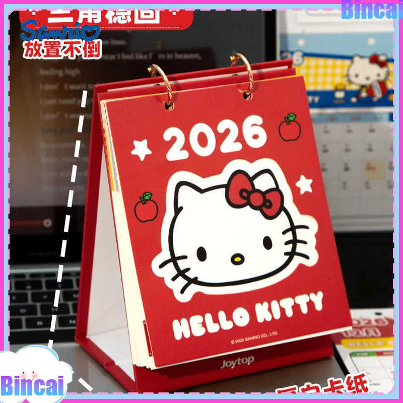 Sanrio 2026 New Hello Kitty Mini Desk Calendar - 2025 Creative Kawaii Desktop Decoration Cute Cartoon High-Aesthetic Planner Office H251212