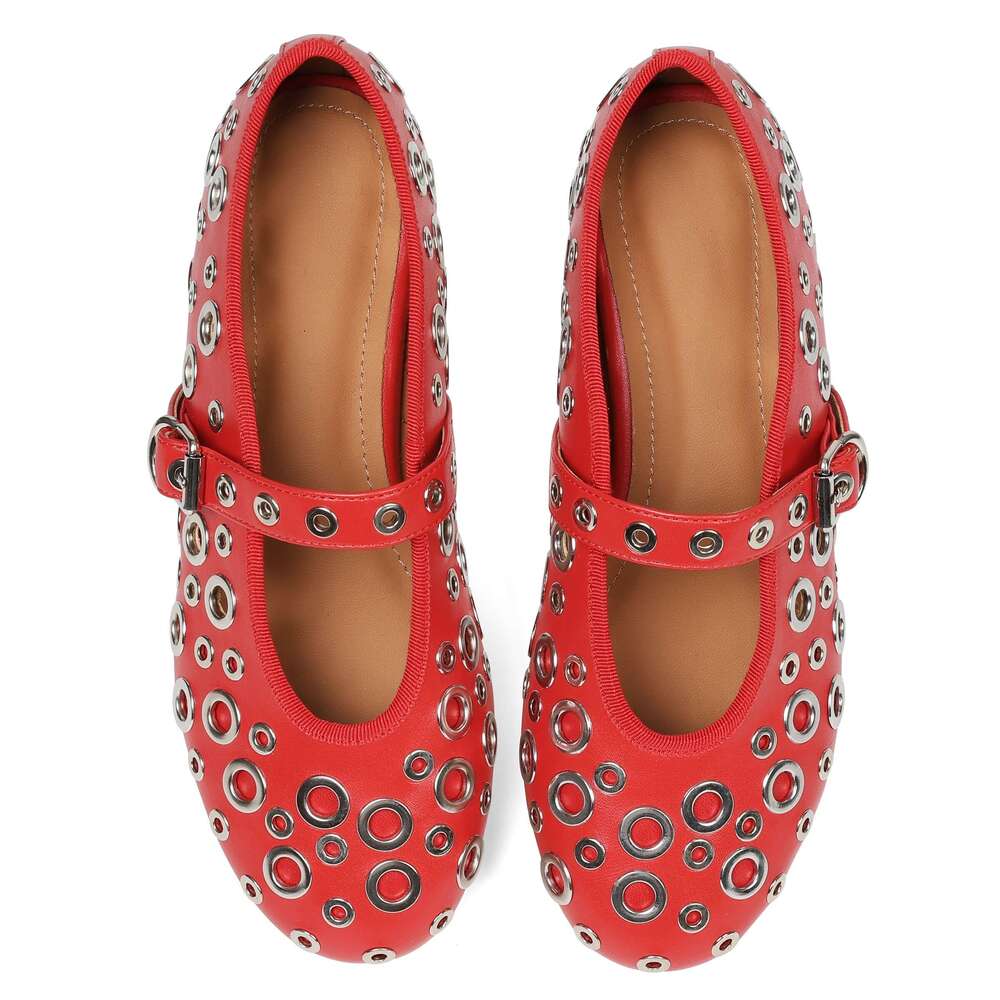 Fashionable, Classic, Casual, Soft, Women's shoes, mesh ballet flat shoes, women's buckle, patent leather edge decoration, comfortable, brea