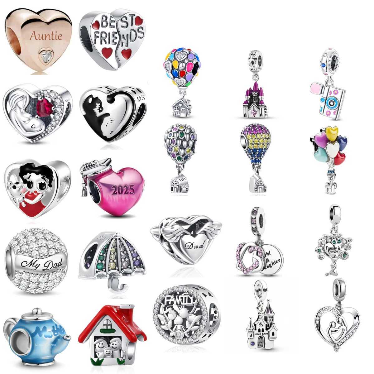 New 925 Sterling Sier Hot Air Balloon Teot Umbrella Pendant Trinket Bead Fit Charms Bracelet Jewerly Accories Y251212