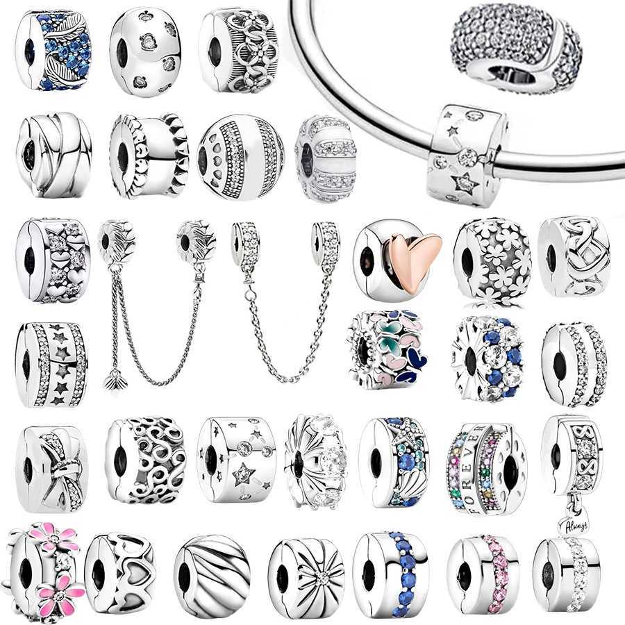 Hot S DIY Making Cleare Sparkling Row Clip Curved Feather Clip Charm Bead Fit Sier 925 Bracelet Jewelry Y251212