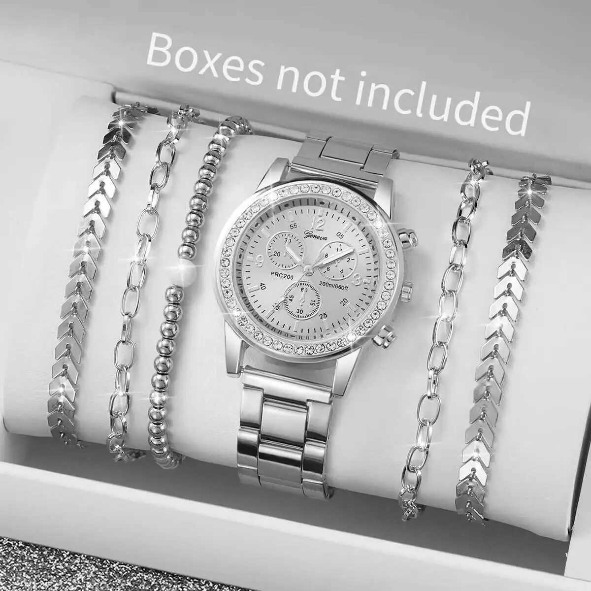 6PCS/Set Fashion Womens Watch Luxury Rhinestone Quartz Watches Bracelets Set Reloj MujerWithout Box Y251212