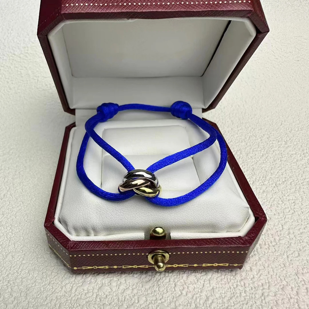 S 925 sterling silver plated 18K gold three ring winding three color lucky bracelet Exquisite couple gift 251209