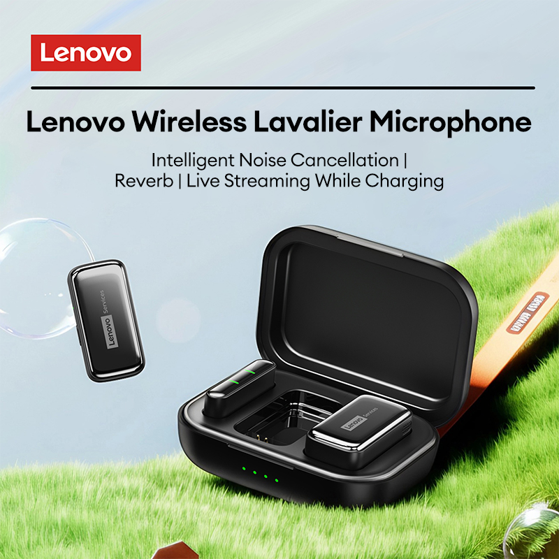 Lenovo Wireless Lapel Microphone Recording MK103 Mic for Mobile Live Streaming Streaming Audio Equipment for Broadcasters Portable Mini Mic with Noise