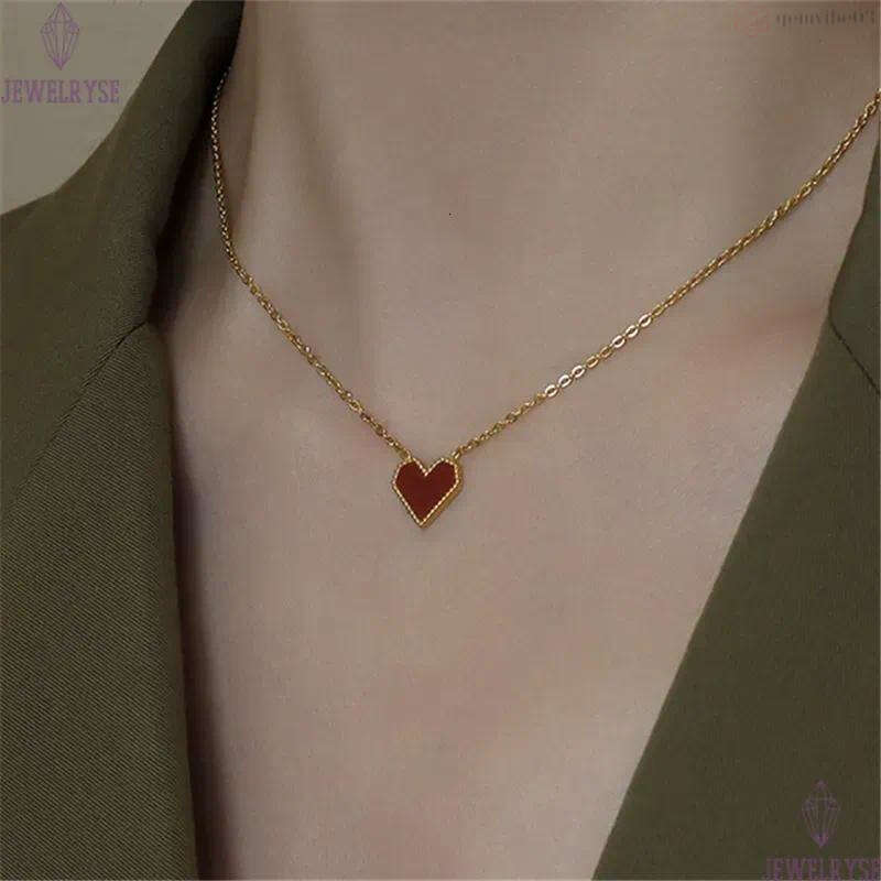 stainless steel red heart designer necklace for woman party home 18k gold pendant luxury necklaces school silver choker jewelry travel birthday friend