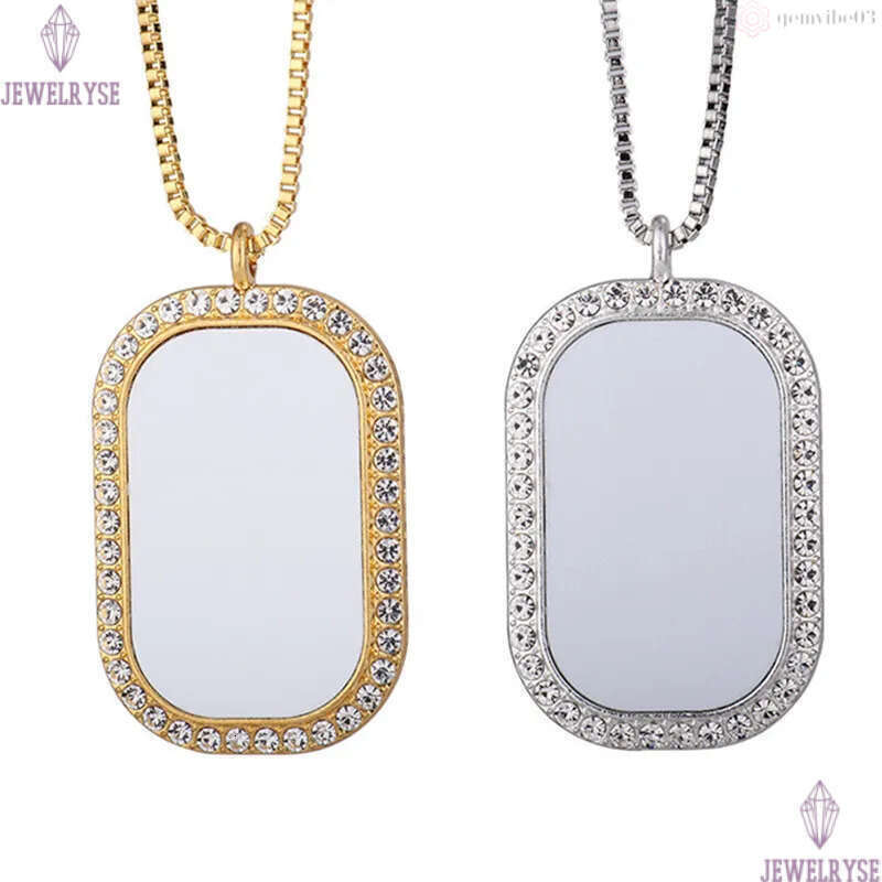 square sublimation blank gold designer jewelry mens necklace woman party Photo Frame Silver Cross Heart Rhinestone Pendant Necklaces for Lovers
