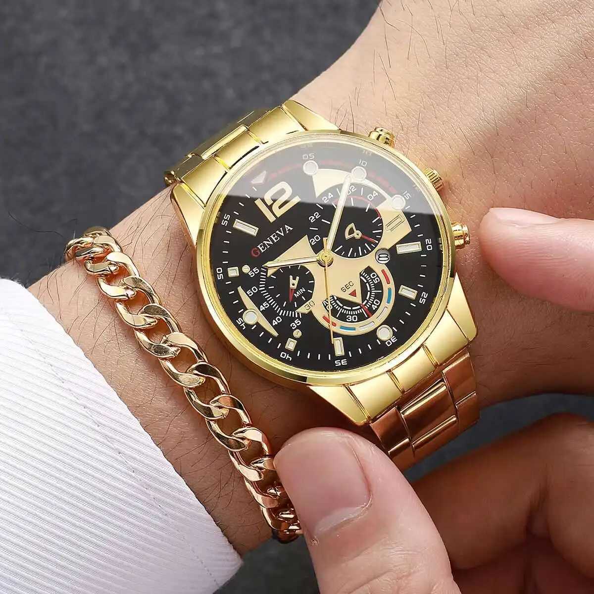 8 Pcs/set Mens Fashion Quartz Watches Luxury Business Watch for Men Jewelry Set Watch Mens Watch Without Box Y251212